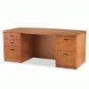 Hon® Park Avenue Collection® Veneer Double Pedestal Bow Front Desk With Breakfront Modesty Panel