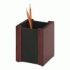 Rolodex™ Jumbo Mahogany And Faux Leather Pencil Cup